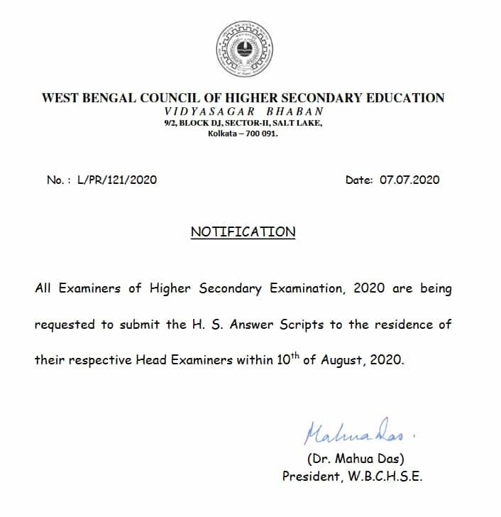 WBCHSE HS Result 2020