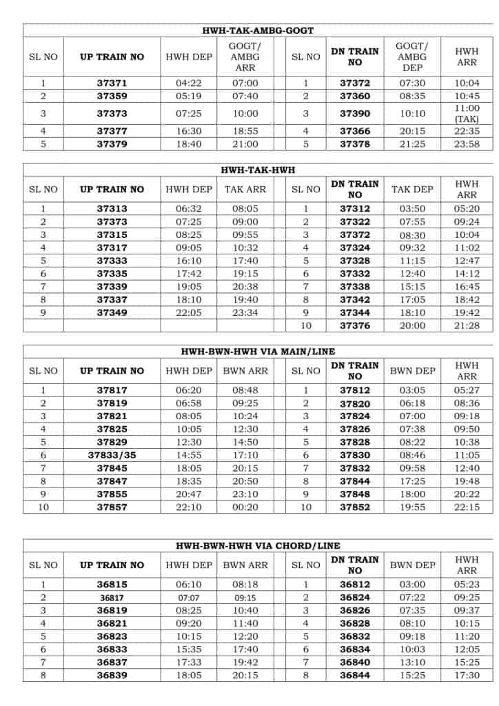 West Bengal local train time table 1
