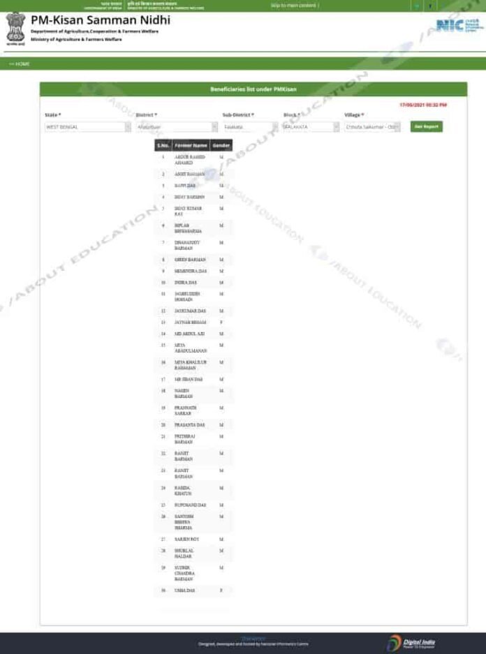 west_bengal_pm_kisan_samman_nidhi_2021_list