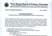 West Bengal Primary School Special Educator Recruitment 2025 wb primary school special educator recruitment