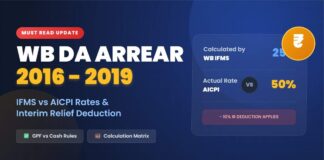 WB DA Arrear Calculation (2016-2019): IFMS vs AICPI Rates & Interim Relief Deduction WB-DA-Arrear-Calculation-(2016-2019)